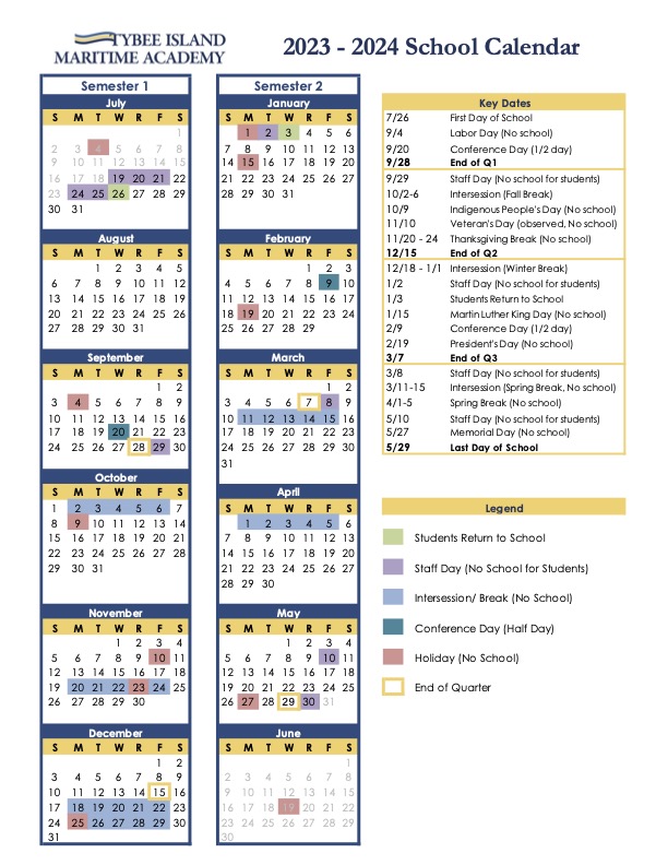 Calendar Tybee Island Maritime Academy